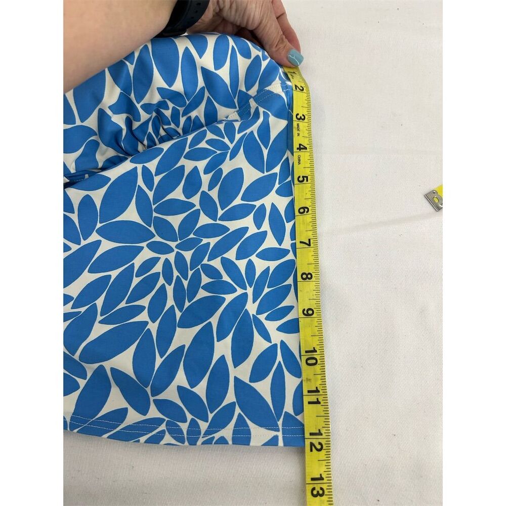 Lands' End Women's Tankini Swim Top Blue White Leaf Print Size 12 - Picture 4 of 4